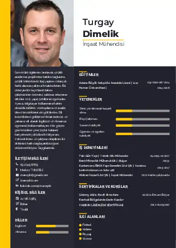 İnşaat Mühendisi Cv Örnekleri cv indir